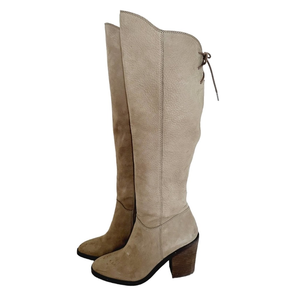 Lucky Brand Pembe Leather Knee High Heeled Boots gently worn